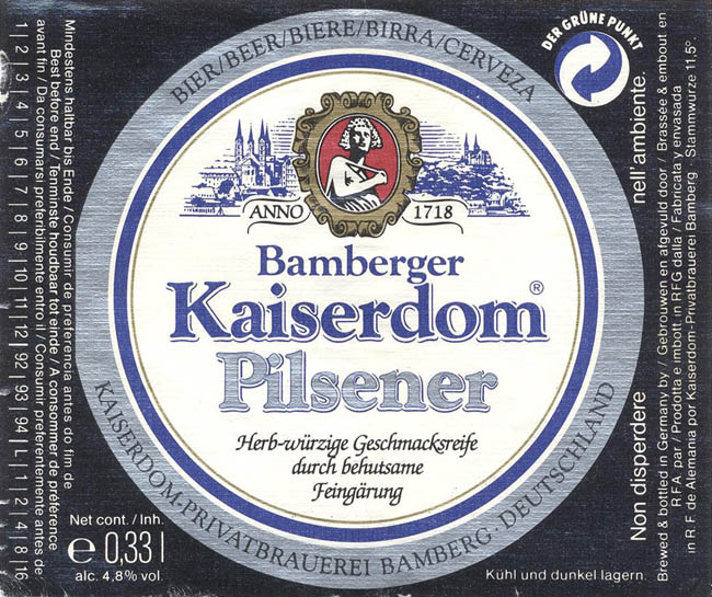 Пиво Bamberger Kaiserdom Pilsener (Германия / Deutschland)