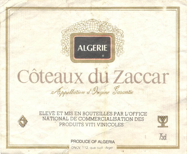 Вино Coteaux du Zaccar (Алжир / Algeria)